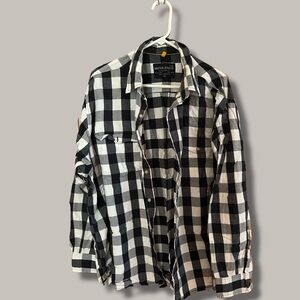Nautica Jeans Co. Black and White Plaid Button Down Shirt
